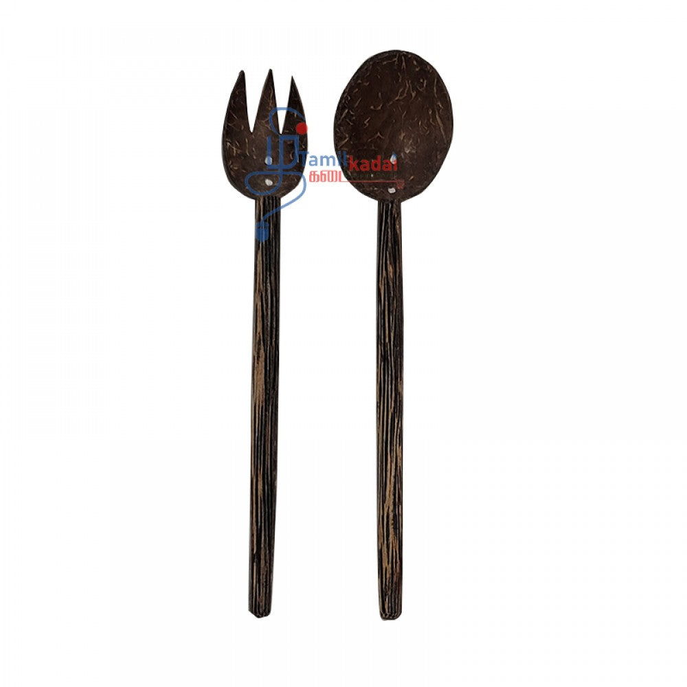 Coconut Shell & Palmyrah Wood Curry Spoon (2 Pc)