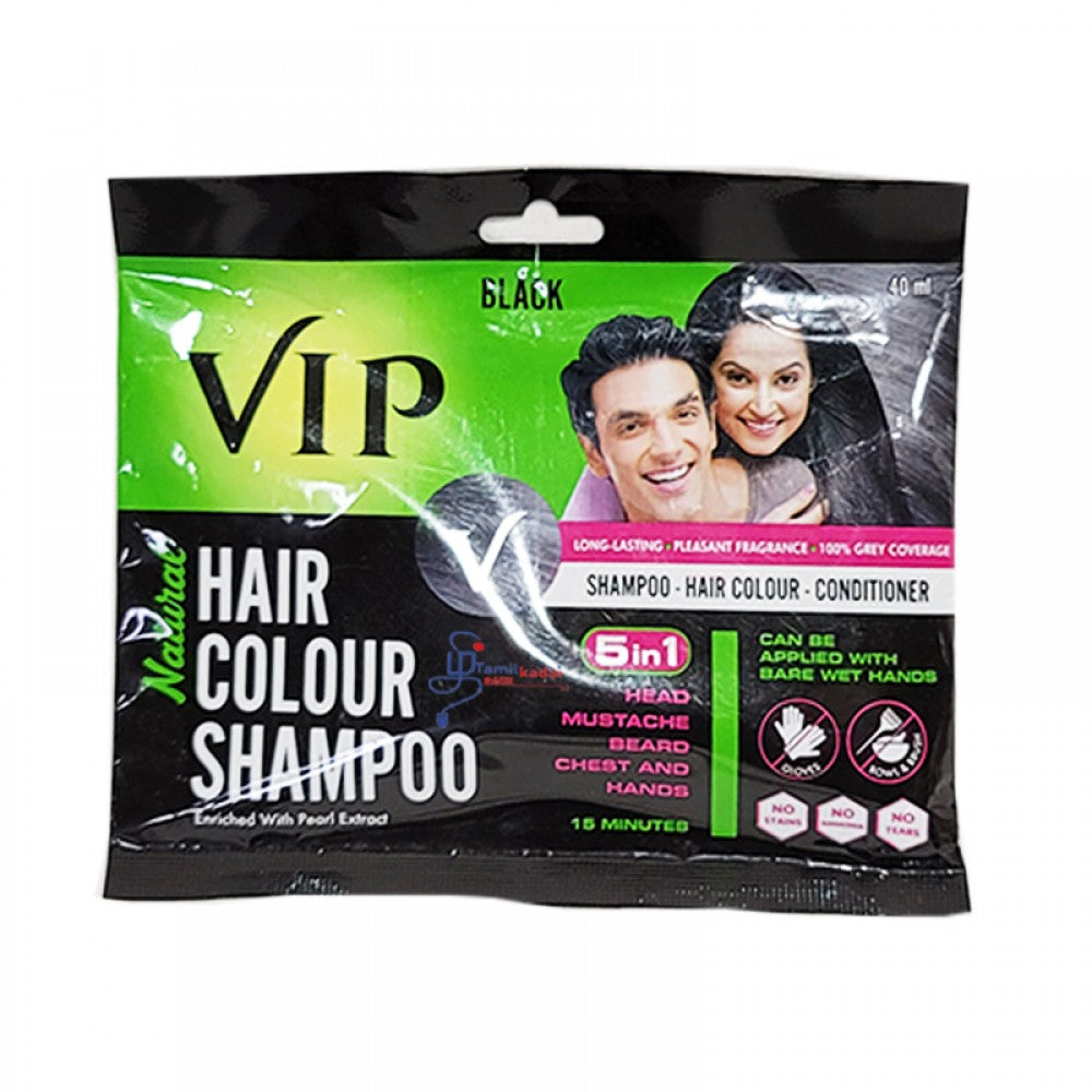 Hair Colour Sampoo - Black (40 Ml) - Vip